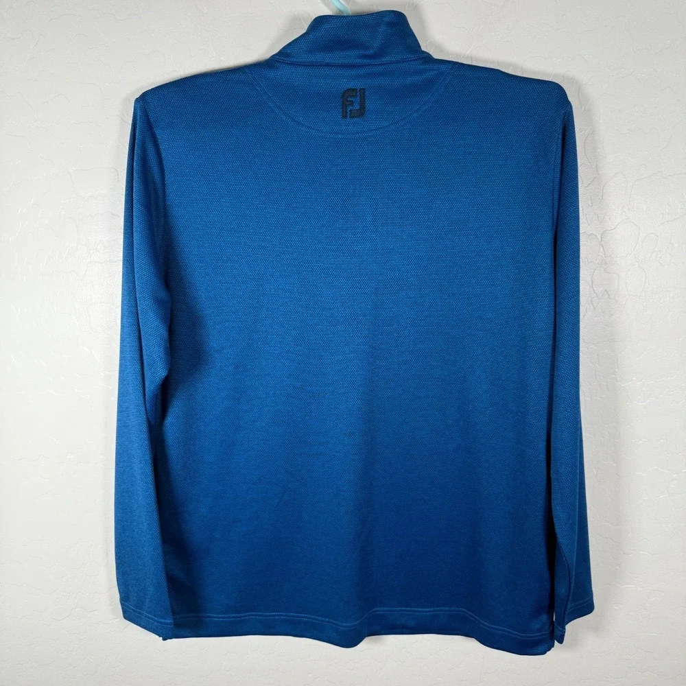 Footjoy Sweater Mens Large Blue 1/4 Zip Pullover Golf Performance Stretch